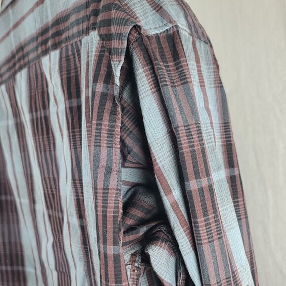 Columbia Men's Brown Blue Plaid Classic Long Sleeve Button-Front Shirt Size L - Picture 7 of 13